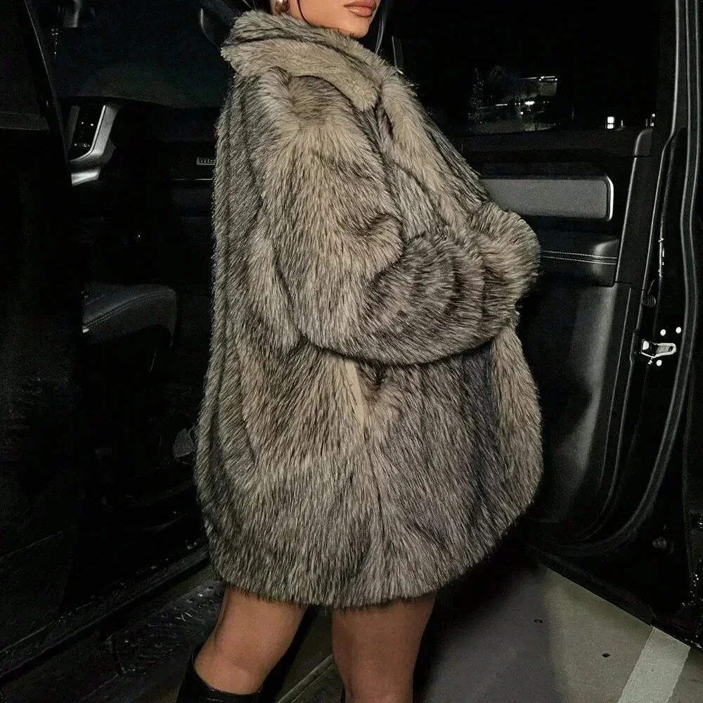 Multicolor Women's Sexy Open Front Fuzzy Coat - Picture 5 of 6